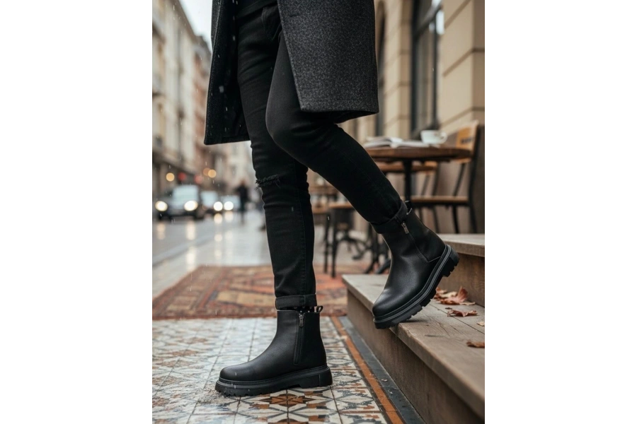 Shoecide Sb0777 Siyah Çift Fermuarlı Erkek Yarım Bilek Bot