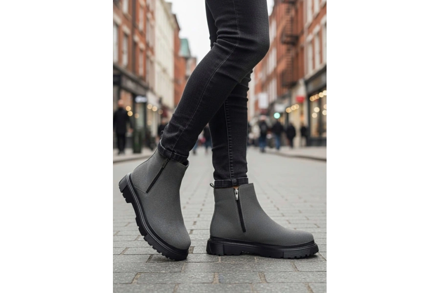 Shoecide Sb0777 Süet Füme Çift Fermuarlı Erkek Yarım Bilek Bot