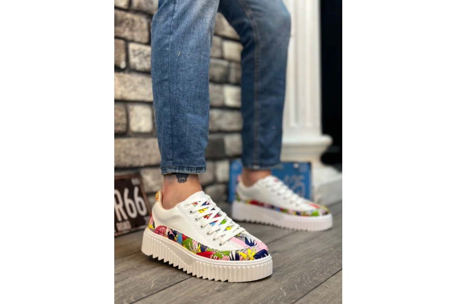 Shoecide Sb0801 Boa Yüksek Taban Renk Desenli Erkek Spor Ayakkabı