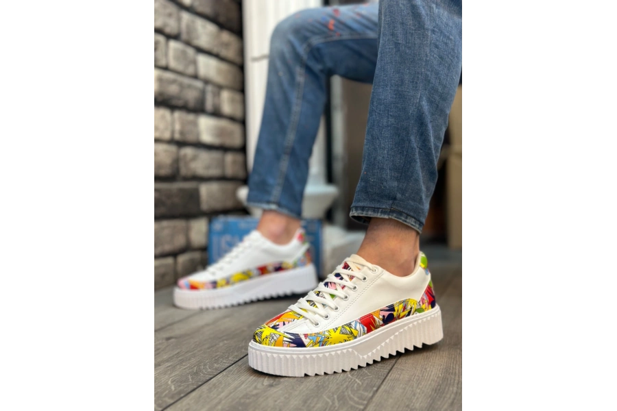 Shoecide Sb0801 Boa Yüksek Taban Renk Desenli Erkek Spor Ayakkabı