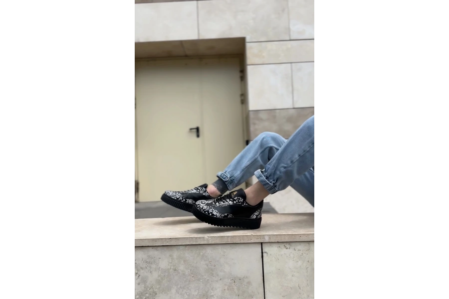 Shoecide Sb0802 Boa Gotik Desenli Siyah Yüksek Taban Erkek Günlük Ayakkabı