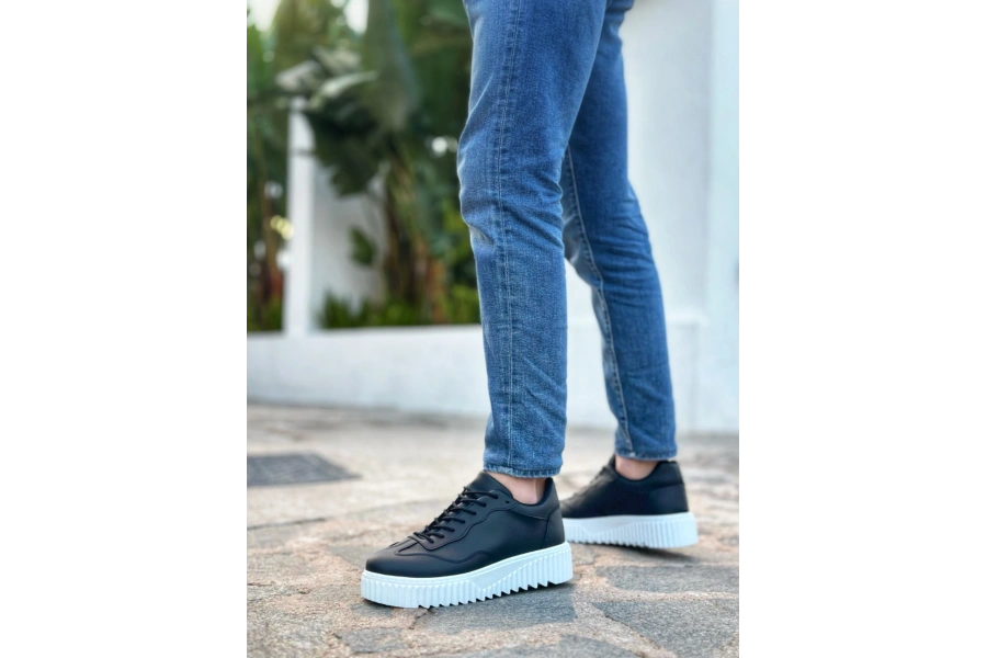 Shoecide Sb0802 Boa Siyah Renk  Yüksek Taban Erkek Günlük Ayakkabı