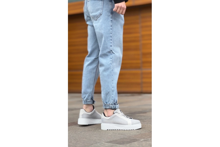 Shoecide Sb0803 Boa Yüksek Taban Gri Triko Gri Taban Erkek Ayakkabı