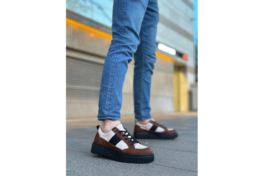 Shoecide Sb0804 Boa Yüksek Siyah Taban Kahve Detaylı Bağcıklı Erkek Ayakkabı