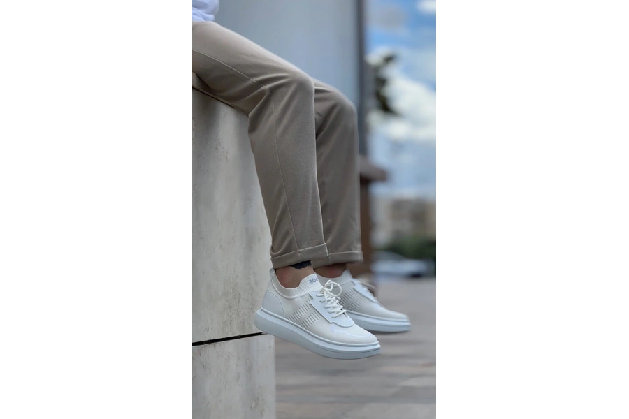 Shoecide Sb0812 Özel Örme Triko Tarz Beyaz Renk Spor Ayakkabı