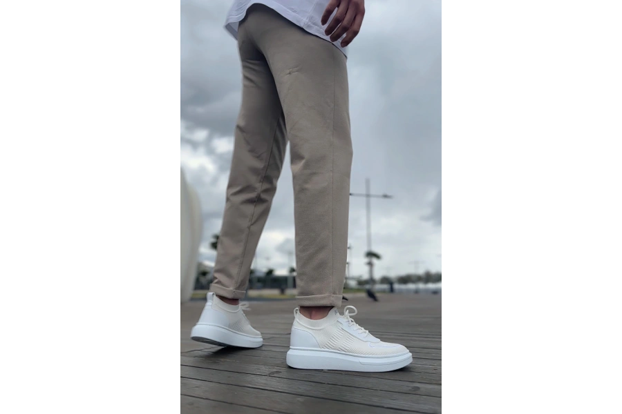 Shoecide Sb0812 Özel Örme Triko Tarz Beyaz Renk Spor Ayakkabı