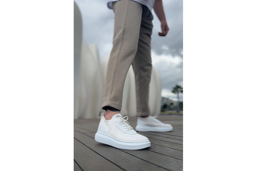 Shoecide Sb0812 Özel Örme Triko Tarz Beyaz Renk Spor Ayakkabı