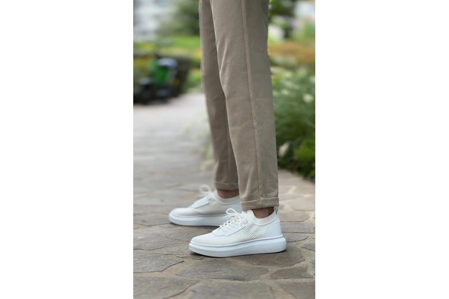 Shoecide Sb0812 Özel Örme Triko Tarz Beyaz Renk Spor Ayakkabı