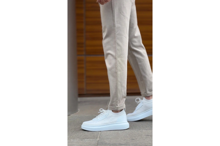 Shoecide Sb0812 Özel Örme Triko Tarz Beyaz Renk Spor Ayakkabı