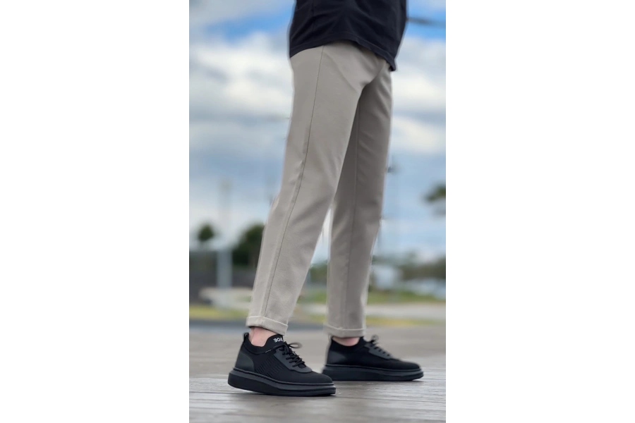 Shoecide Sb0812 Özel Örme Triko Tarz Siyah Renk Siyah Taban Spor Ayakkabı