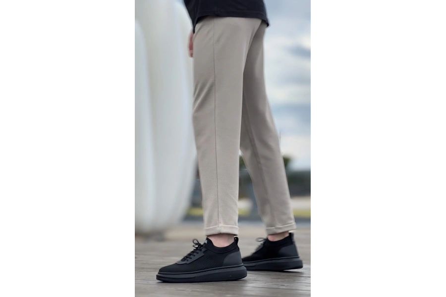Shoecide Sb0812 Özel Örme Triko Tarz Siyah Renk Siyah Taban Spor Ayakkabı