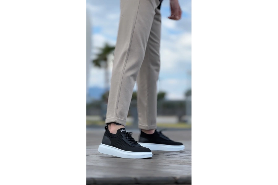 Shoecide Sb0812 Özel Örme Triko Tarz Siyah Renk Spor Ayakkabı