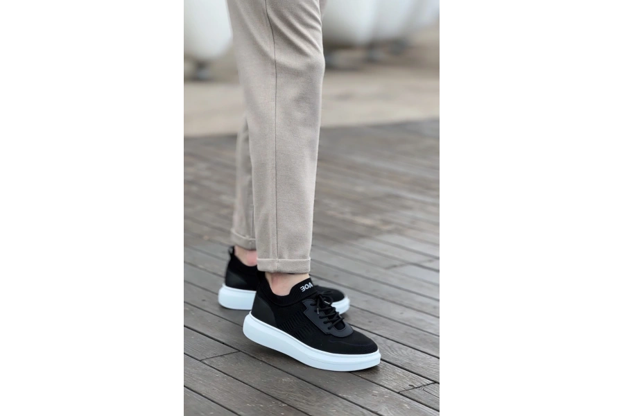 Shoecide Sb0812 Özel Örme Triko Tarz Siyah Renk Spor Ayakkabı