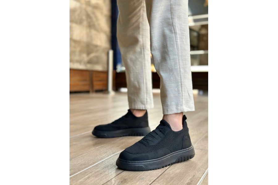 Shoecide Sb0911 Özel Örme Triko Deri Tozu Detaylı Günlük Spor Ayakkabı