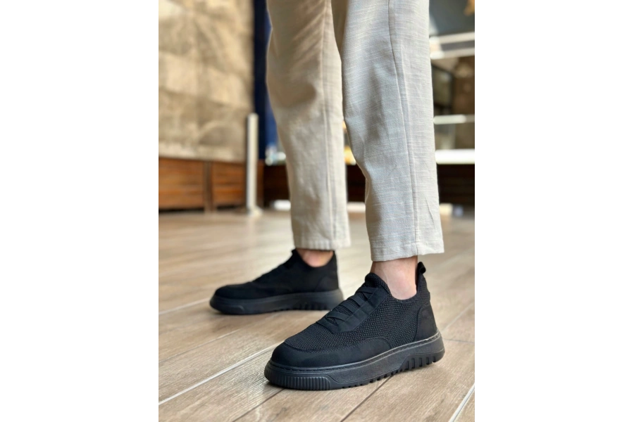 Shoecide Sb0911 Özel Örme Triko Deri Tozu Detaylı Günlük Spor Ayakkabı