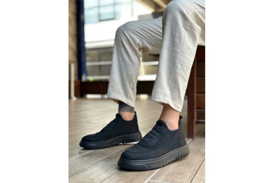 Shoecide Sb0911 Özel Örme Triko Deri Tozu Detaylı Günlük Spor Ayakkabı
