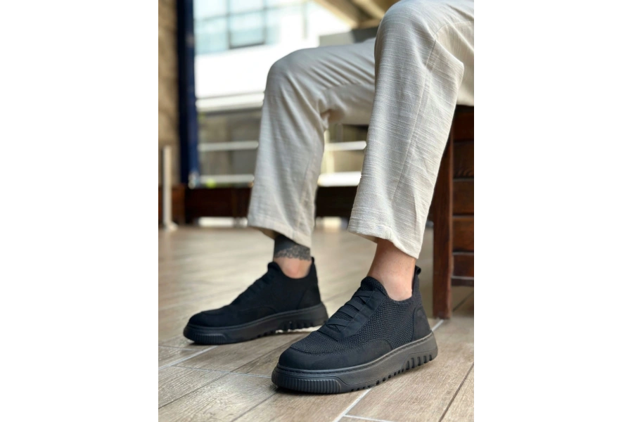 Shoecide Sb0911 Özel Örme Triko Deri Tozu Detaylı Günlük Spor Ayakkabı