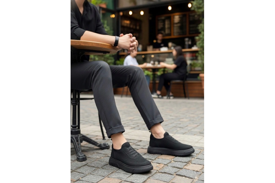 Shoecide Sb0911 Özel Örme Triko Deri Tozu Detaylı Günlük Spor Ayakkabı