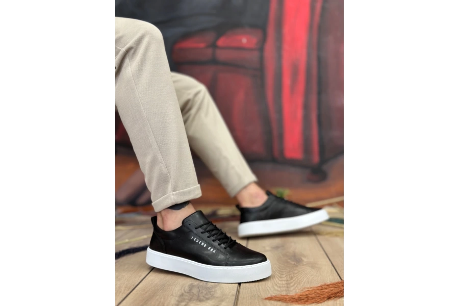 Shoecide Sb104 Boa Yüksek Siyah Cilt Bağcıklı Erkek Ayakkabı