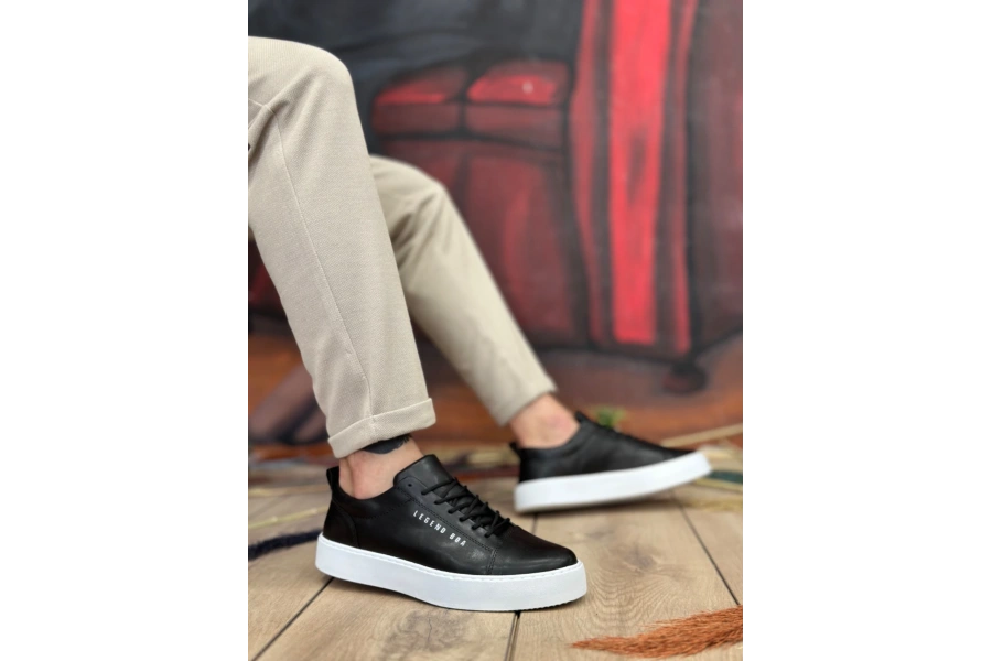Shoecide Sb104 Boa Yüksek Siyah Cilt Bağcıklı Erkek Ayakkabı
