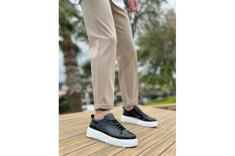Shoecide Sb8104 Boa Yüksek Siyah Taban Rugan Bağcıklı Erkek Ayakkabı