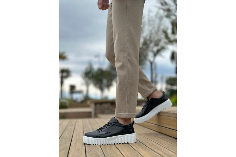 Shoecide Sb8104 Boa Yüksek Siyah Taban Rugan Bağcıklı Erkek Ayakkabı