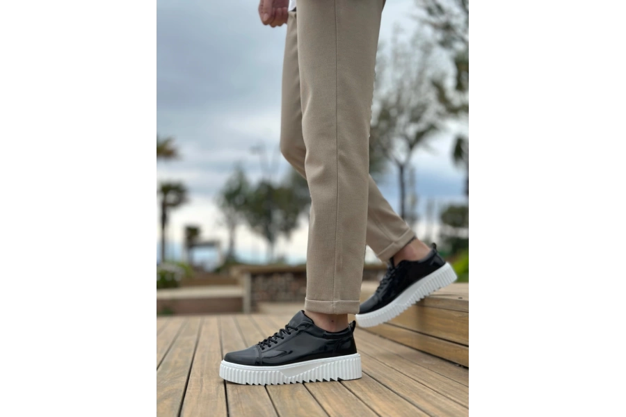 Shoecide Sb8104 Boa Yüksek Siyah Taban Rugan Bağcıklı Erkek Ayakkabı