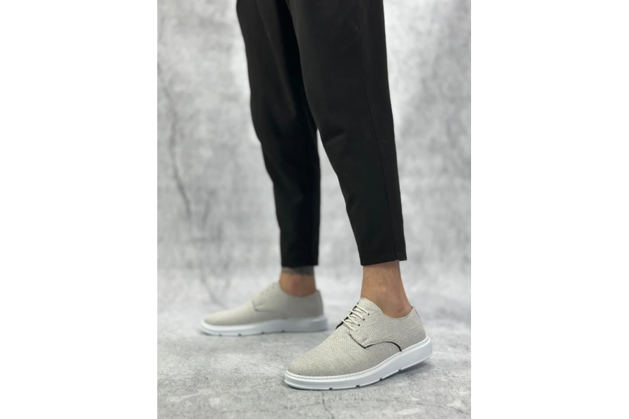 Shoecide Sbo0003 Bağcıklı Klasik Spor Keten Beyaz Taban Casual Erkek Ayakkabı