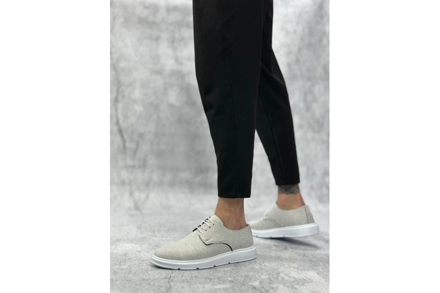 Shoecide Sbo0003 Bağcıklı Klasik Spor Keten Beyaz Taban Casual Erkek Ayakkabı