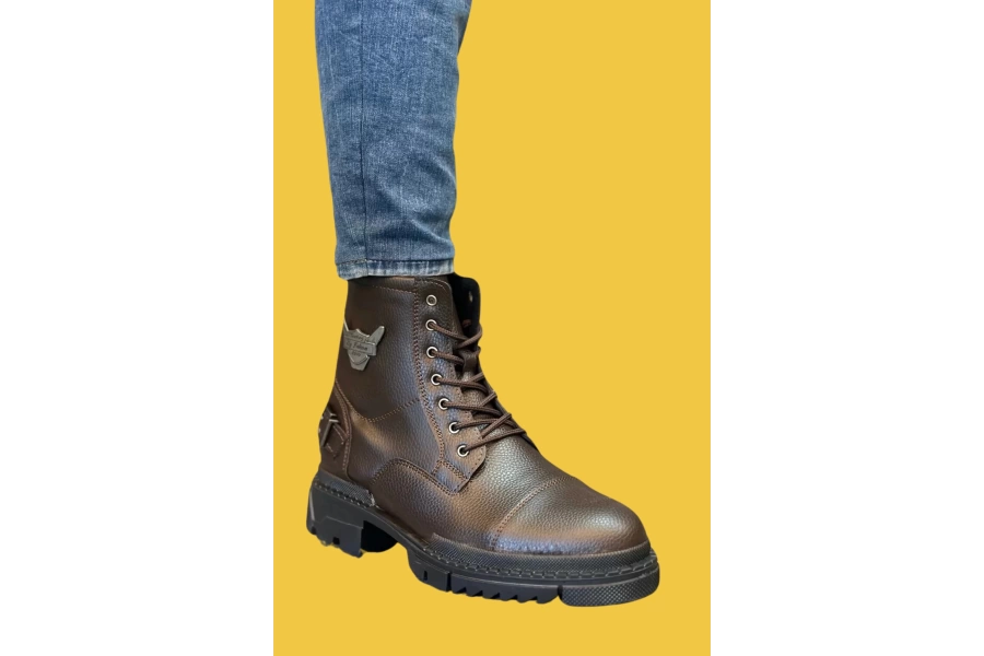 Shoecide Sbo0080 Kartal Fermuarlı Tokalı Kahverengi Erkek Klasik Spor Klasik Yarım Bilek Bot