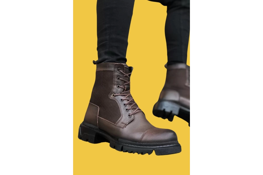 Shoecide Sbo0183 İçi Dışı Hakiki Deri Kahverengi Erkek Postal Bot