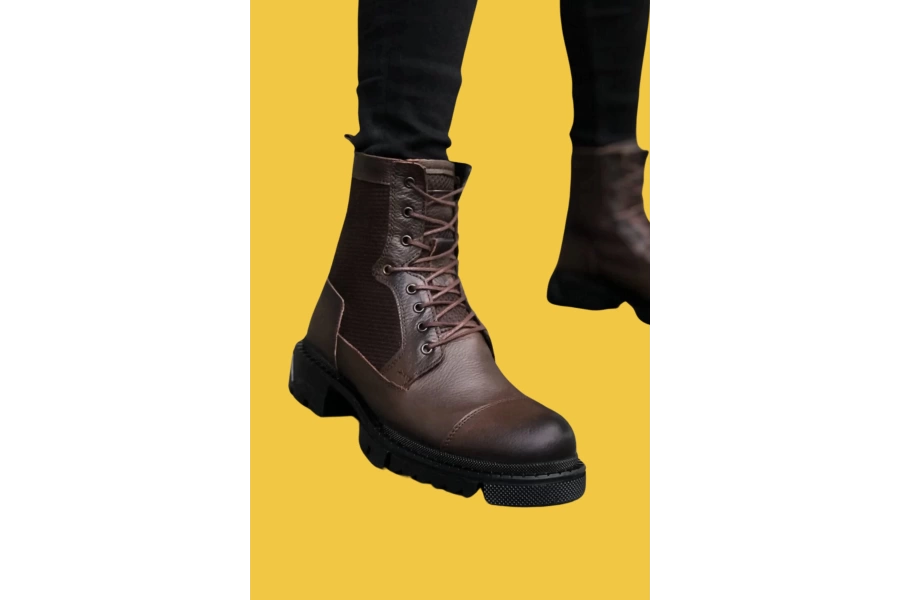 Shoecide Sbo0183 İçi Dışı Hakiki Deri Kahverengi Erkek Postal Bot