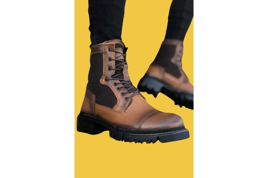 Shoecide Sbo0183 İçi Dışı Hakiki Deri Taba Erkek Postal Bot