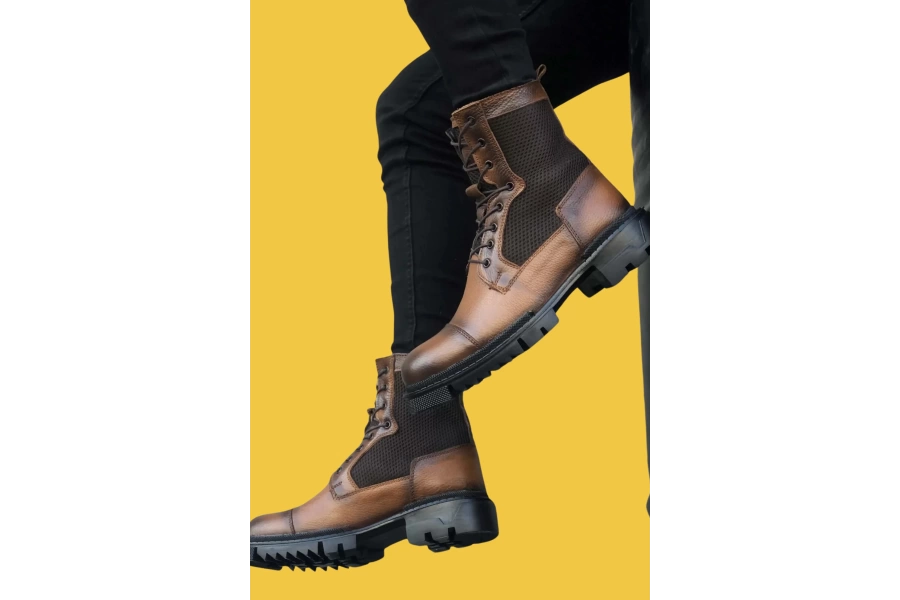 Shoecide Sbo0183 İçi Dışı Hakiki Deri Taba Erkek Postal Bot