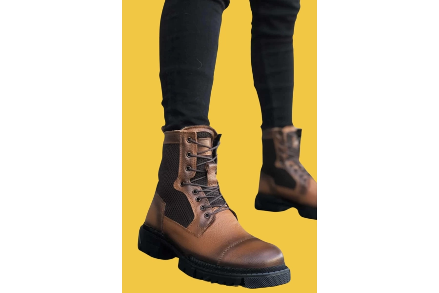 Shoecide Sbo0183 İçi Dışı Hakiki Deri Taba Erkek Postal Bot