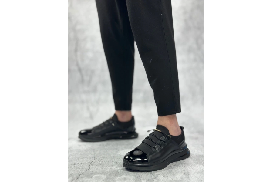 Shoecide Sbo0234 İçi Dışı Hakiki Deri Rahat Taban Siyah Bant Detaylı Sneakers Casual Erkek Ayakkabı