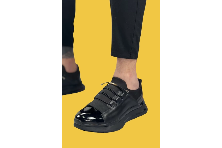 Shoecide Sbo0234 İçi Dışı Hakiki Deri Rahat Taban Siyah Bant Detaylı Sneakers Casual Erkek Ayakkabı