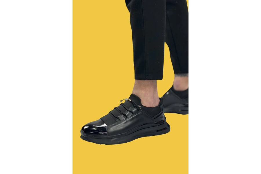 Shoecide Sbo0234 İçi Dışı Hakiki Deri Rahat Taban Siyah Bant Detaylı Sneakers Casual Erkek Ayakkabı