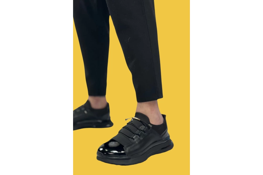 Shoecide Sbo0234 İçi Dışı Hakiki Deri Rahat Taban Siyah Bant Detaylı Sneakers Casual Erkek Ayakkabı