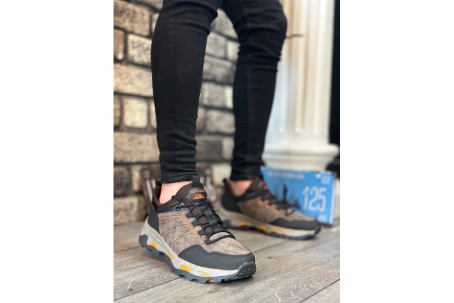 Shoecide Sbo0320 Kalın Termo Taban Siyah Turuncu Erkek Trekking Outdoor Ayakkabı