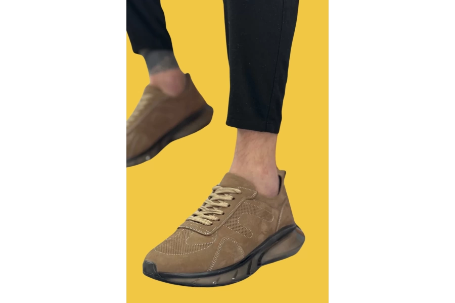 Shoecide Sbo0324 İçi Dışı Hakiki Deri Rahat Taban Kahverengi Sneakers Casual Erkek Ayakkabı