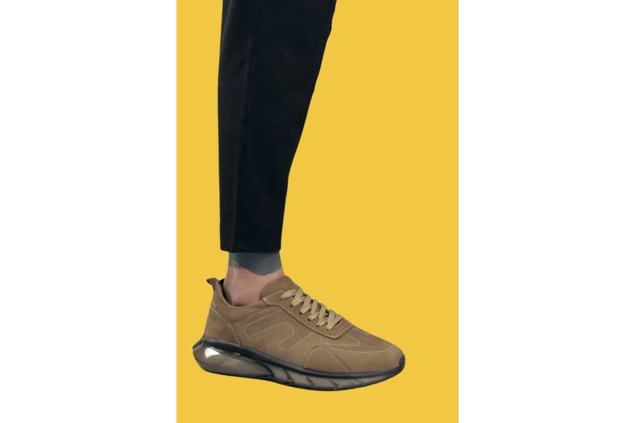 Shoecide Sbo0324 İçi Dışı Hakiki Deri Rahat Taban Kahverengi Sneakers Casual Erkek Ayakkabı