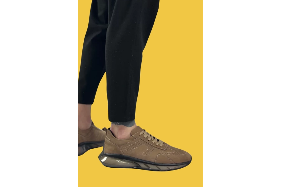 Shoecide Sbo0324 İçi Dışı Hakiki Deri Rahat Taban Kahverengi Sneakers Casual Erkek Ayakkabı