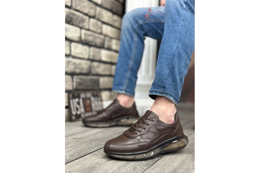 Shoecide Sbo0324 İçi Dışı Hakiki Deri Rahat Taban Taba Sneakers Casual Erkek Ayakkabı