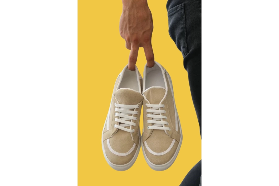 Shoecide Sbo0351 Bağcıklı Deri Tozu Günlük Krem Renk Spor Ayakkabı