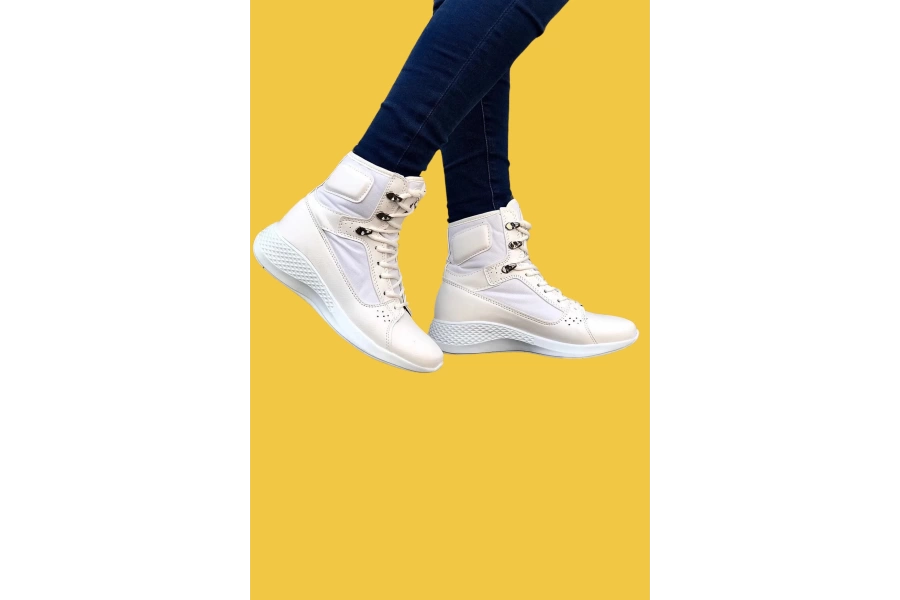 Shoecide Sbo0600 Bağcıklı Beyaz Boksör Unisex Spor Postal Bot