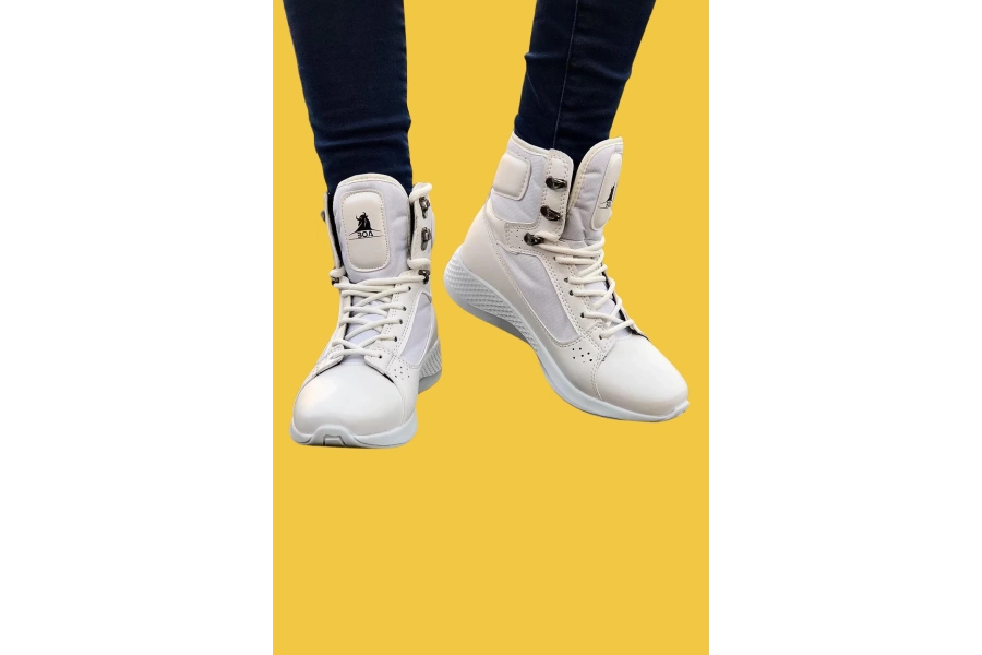 Shoecide Sbo0600 Bağcıklı Beyaz Boksör Unisex Spor Postal Bot