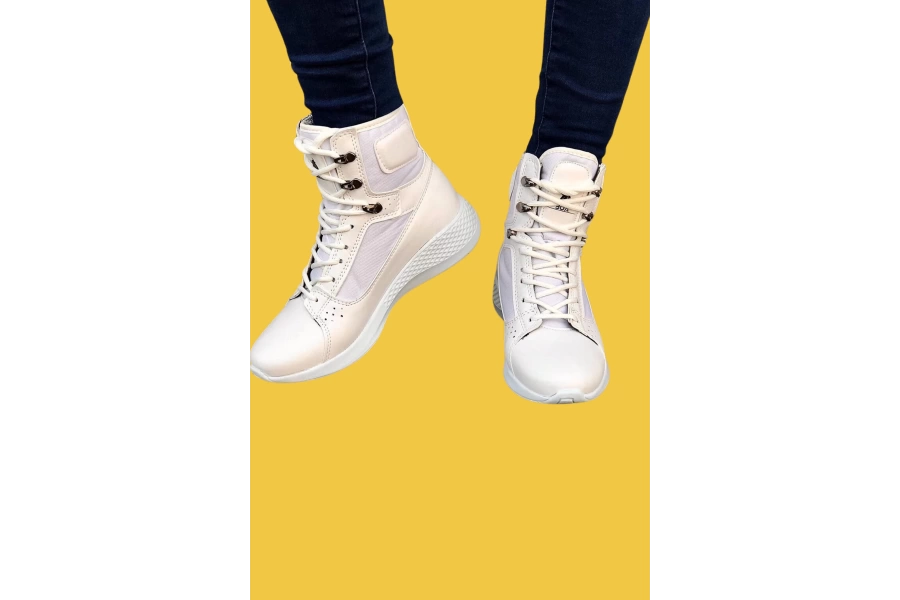 Shoecide Sbo0600 Bağcıklı Beyaz Boksör Unisex Spor Postal Bot