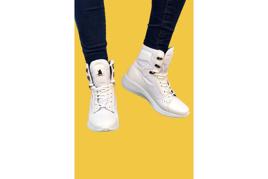 Shoecide Sbo0600 Bağcıklı Beyaz Boksör Unisex Spor Postal Bot