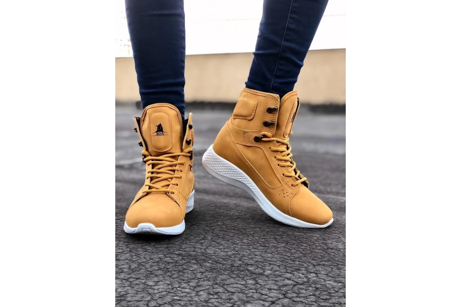 Shoecide Sbo0600 Bağcıklı Camel Sarı Kısa Boksör Unisex Spor Postal Bot